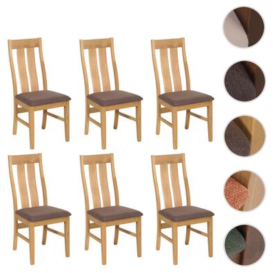 6er-Set Esszimmerstuhl HWC-M58, Küchenstuhl Lehnstuhl Stuhl, Stoff/Textil Massiv-Holz