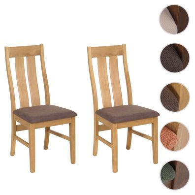2er-Set Esszimmerstuhl HWC-M58, Küchenstuhl Lehnstuhl Stuhl, Stoff/Textil Massiv-Holz