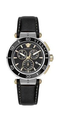 Versace Greca Chrono Herrenuhr silber schwarz