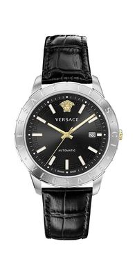 Versace Univers Automatik Herrenuhr Schwarz Leder