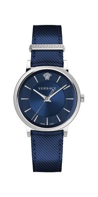 Versace V Circle Unisex Uhr silber blau
