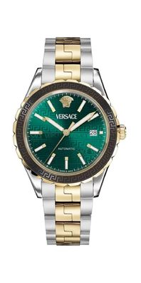 Versace Hellenyium Herrenuhr silber gold gruen