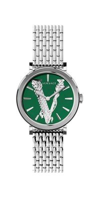 Versace Virtus Damenarmbanduhr silber gruen