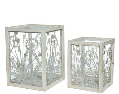 Laterne Gartenlaterne Windlicht Eisen weiß Länge 25cm Höhe 33,5cm