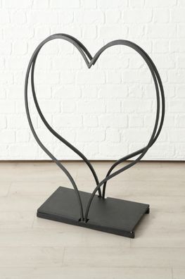 Regal Lon Herz Eisen Brennholz schwarz H 78 cm
