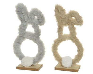 Dekofigur Osterhase Kunstfell grau beige Höhe 22cm - Stückpreis