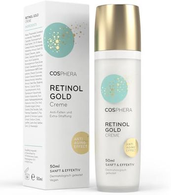 COSPHERA® Retinol Gesichtscreme mit Hyaluronsäure & Gold vegan - 50 ml