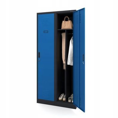 Stahlspind Garderobenschrank Spind Kleiderspind 180x80x50 cm Anthrazit/blau