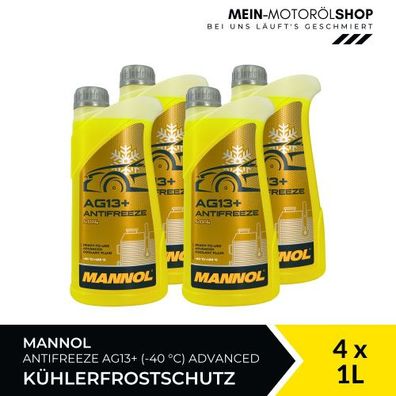 Mannol Antifreeze Kühlerfrostschutz AG13+ (-40 °C) Advanced 4x1 Liter