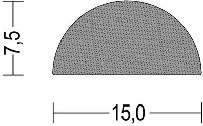 DP16 - 100 Meter - NBR Moosgummi Halbrundprofil D-Profil 15x7,5 mm Gummidichtung Türd