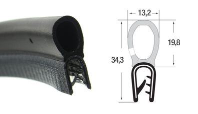 DO14 - PVC/ EPDM Kantenschutz Dichtungs Profil Gummi Dichtung oben - Klemmbereich 4