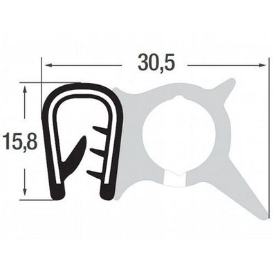 DS28 - PVC / EPDM Kantenschutz Dichtungs Profil Gummi Dichtung seitlich - Klemmbereic