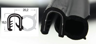 DS22 - EPDM Kantenschutz Dichtungs Profil Gummi Dichtung seitlich - Klemmbereich 5