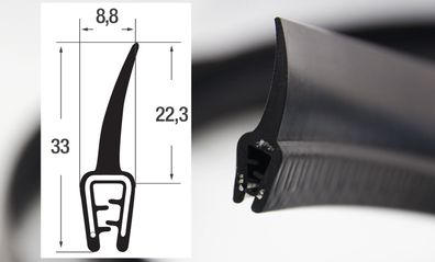 DF6 - EPDM Kantenschutz Dichtungs Fahnen Profil Gummi Dichtung - Klemmbereich 1-2,5 m