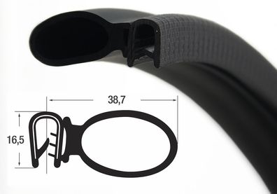 DS41 - PVC/ EPDM Kantenschutz Dichtungs Profil Gummi Dichtung seitlich - Klemmbereich