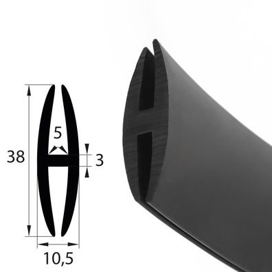 H1 - H-Profil EPDM schwarz Vollgummi H-Profil Dichtung Gummiprofil Dichtungsprofile H