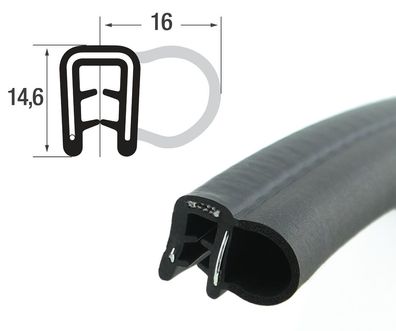DS25 - EPDM Kantenschutz Dichtungs Profil Gummi Dichtung seitlich - Klemmbereich 1,5