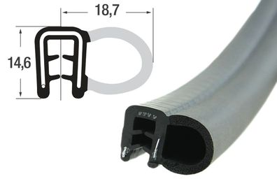 DS26 - EPDM Kantenschutz Dichtungs Profil Gummi Dichtung seitlich - Klemmbereich 1,5