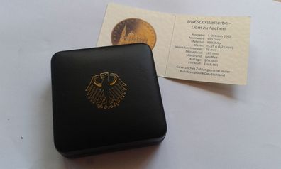Etui und Zertifikat für 100 euro 2012 Dom zu Aachen 1/2 Unze Gold Deutschland