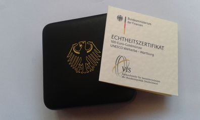 Etui und Zertifikat für 100 euro 2011 Wartburg 1/2 Unze Gold Deutschland
