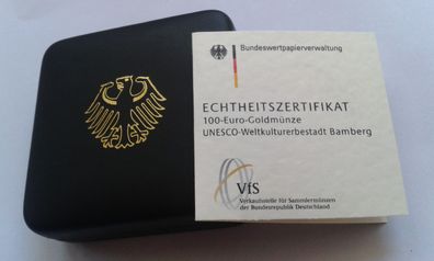 Etui und Zertifikat für 100 euro 2004 Bamberg 1/2 Unze Gold Deutschland