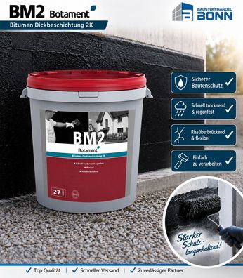 27l Botament 2K Bitumen Dickbeschichtung BM2 Bauwerksabdichtung Kellerabdichtung