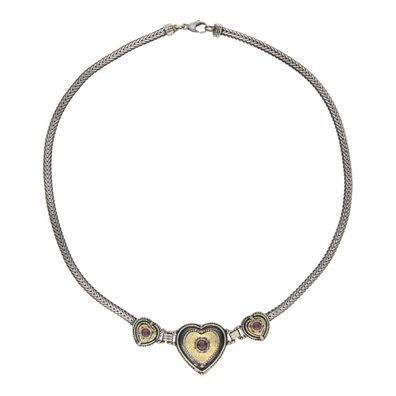 Trachten Collier Silber 835 Granat, Herzen Elementen 25326664 Second Hand, wie neu