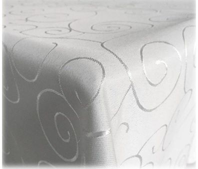 JEMIDI Tischdecke Satin-Optik elegante Tischauflage Weiß Rechteckig 110 x 180cm