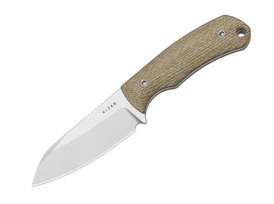 Kizer Field Mouse 14C28N Brown Micarta, feststehendes Messer, Kydexscheide