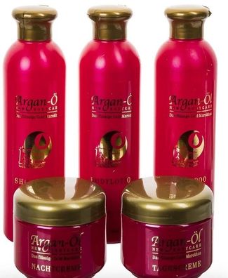 Pflegeset Argan Öl Set 5 tlg. Shampoo Bodylotion Creme Duschgel Pflegeprodukte