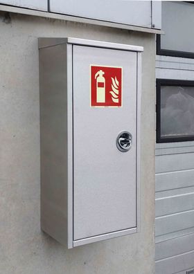 Feuerlöscherkasten für Innen &amp; Außenbereich in Edelstahl BHT: 34 × 95 × 23 cm | M