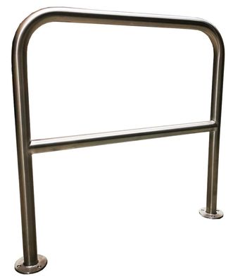 Fahrradanlehnbügel Ems aus Edelstahl H: 800mm, B: 600mm mit Knieleiste aus 42mm Rundr