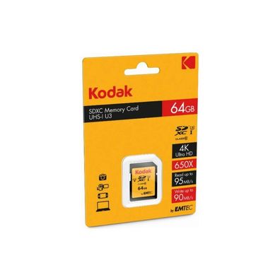 SD Card, 64GB KODAK, SDXC (CLASS10), UHS-I U3 Ka. Blist