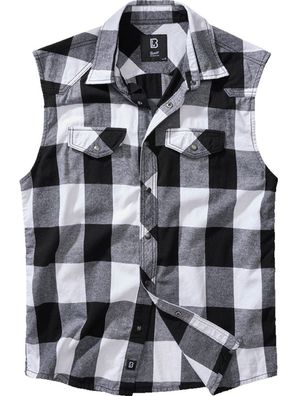 Brandit Men Hemd Checkshirt sleeveless White/Black