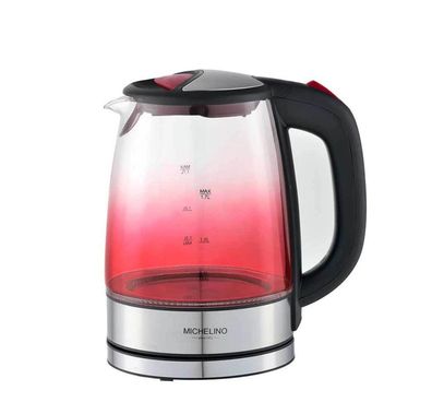 Michelino Glas-Wasserkocher 1,7 Liter mit rotem Farbverlauf - 2200W