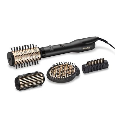 BaByliss AS970E Big Hair Luxe Rotierende Warmluftbürste 4 Styling Aufsätze Schwarz