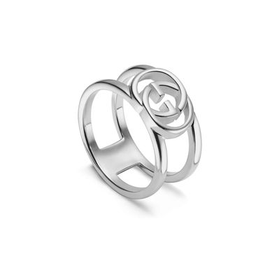 Gucci - YBC295716001 – Ineinandergreifender G-Ring mit Motiv aus Sterlingsilber