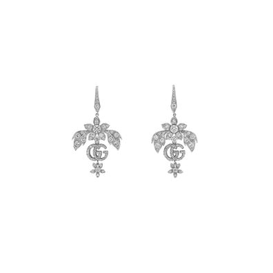 Gucci - YBD581840001 – Flora-Ohrringe aus 18 Karat Weißgold und Diamanten
