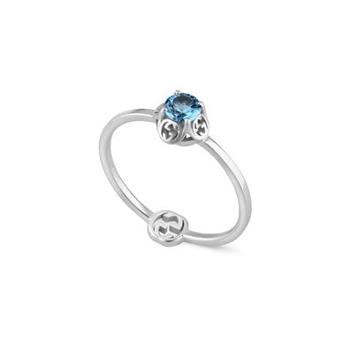 Gucci – YBC662428004 – Ineinandergreifender G-Ring aus 18-karätigem Weißgold mit Topa