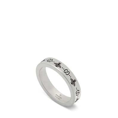 Gucci - YBC729898001 - Gucci Signature-Ring aus Sterlingsilber mit Biene und Doppel-G