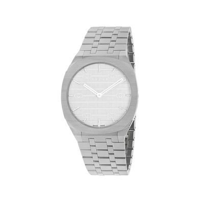 Gucci – YA163407 – Gucci Mehrschichtiges 25-H-38-mm-Edelstahlgehäuse, silbernes Messi