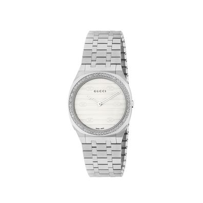 Gucci – YA163503 – Gucci 25H 30 mm mehrschichtiges Edelstahlgehäuse, mit Diamanten be