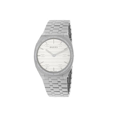 Gucci – YA163401 – Gucci Mehrschichtiges 25-H-34-mm-Edelstahlgehäuse, mit Diamanten b