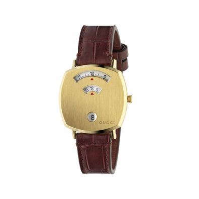 Gucci – YA157402 – Grip Gelbgold-PVD-Gehäuse, 3 Fenster zur Anzeige von Stunde, Minut