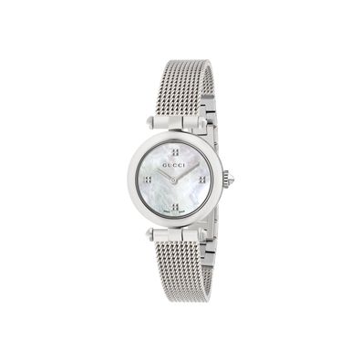 Gucci – YA141504 – Diamantissima-Stahlgehäuse, weißes Perlmuttzifferblatt, Stahlgefle