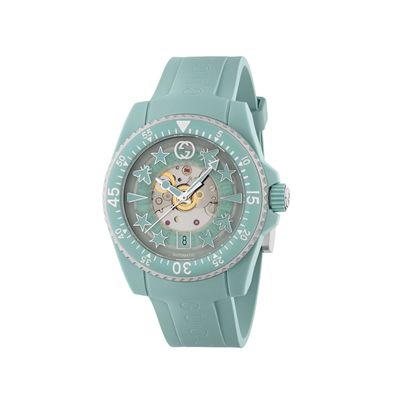 Gucci – YA136344 – Gucci Dive 40 mm Gehäuse aus biobasiertem Stahl und aquamarinblaue