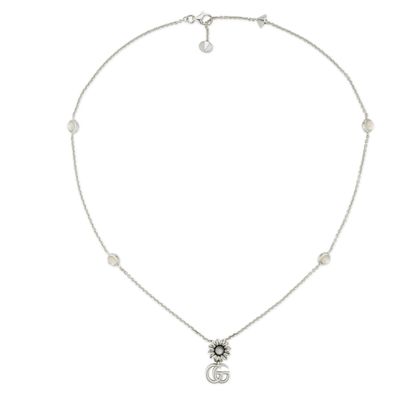 Gucci - YBB773231001 - GG Marmont Halskette aus Sterlingsilber und Perlmutt mit Doppe
