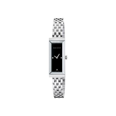 Gucci – YA127504 – G-Frame-Stahlgehäuse, schwarzes Zifferblatt mit 3 Diamanten, Stahl