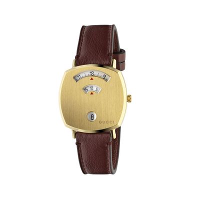 Gucci – YA157405 – Grip Gelbgold-PVD-Gehäuse, 3 Fenster zur Anzeige von Stunde, Minut