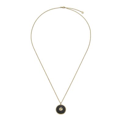 Gucci - YBB786606001 - Gucci Ineinandergreifende Halskette aus Gelbgold, Onyx und Dia
